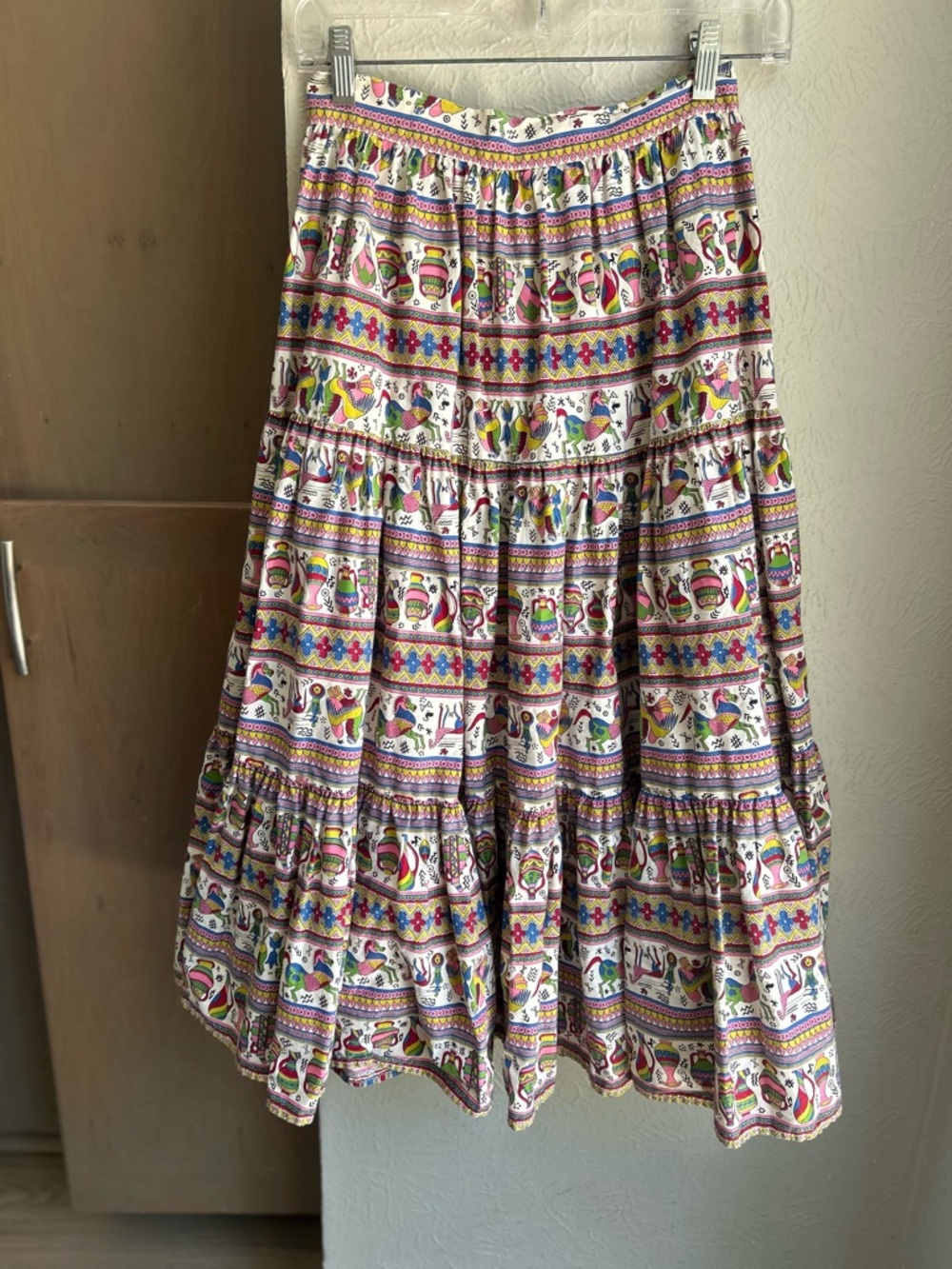 Vintage folk art long boho skirt Size XS